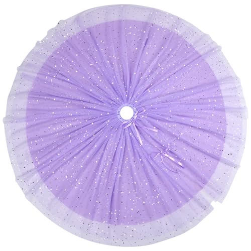 Lavender Purple Christmas Tree Skirt 48 Inch Tulle & Sequin Holiday Decor