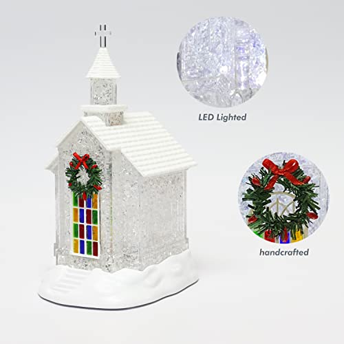 Moments in Time LED Lighted Christmas Chapel – Acrylic Tabletop Decoration