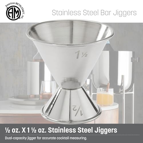 American Metalcraft J212 Stainless Steel Jigger ½ oz. to 1½ oz. Bar Tool - Pack of 1