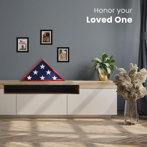 Solid Wood Memorial Flag Display Case for 5x9.5 Foot Burial Flag - Mahogany