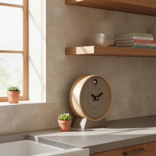 Cloudnola Wooden Cuckoo Clock Beige 10.3 Inch Wall & Table Decor
