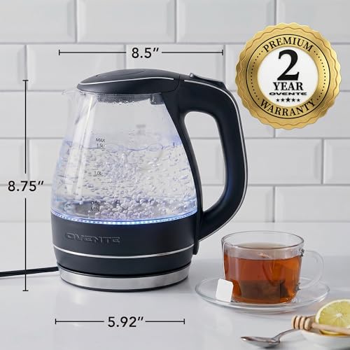 1.5L Glass Electric Kettle, Fast-Boiling Water Boiler with LED Light