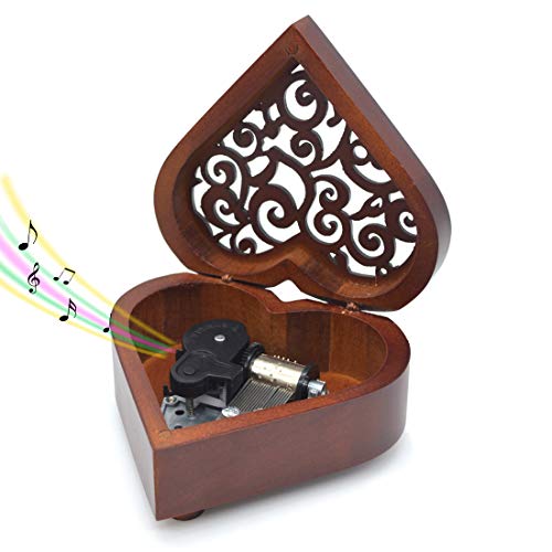 Heart-Shaped Wooden Music Box - Plays You Are My Sunshine
