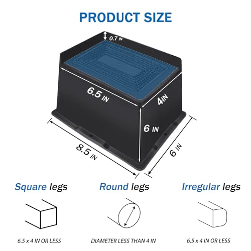 Heavy Duty 6-Inch Furniture Risers - L-Shape Bed & Couch Blocks (4 Pack)