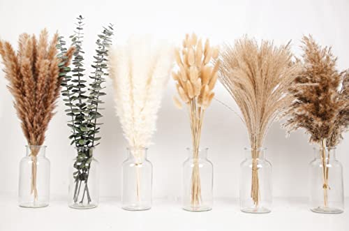 110 Pcs Boho Dried Pampas Grass Bouquet with Eucalyptus & Bunny Tails