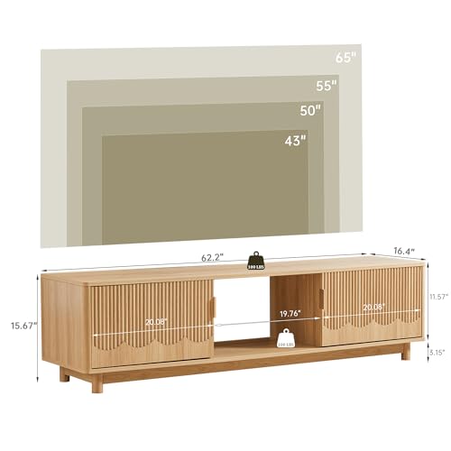 2-Piece Mid Century Modern Living Room Set: Fluted TV Stand & Lift-Top Table