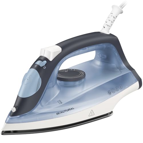 BEAUTURAL Compact Steam Iron for Clothes, Non-Stick Soleplate, Blue