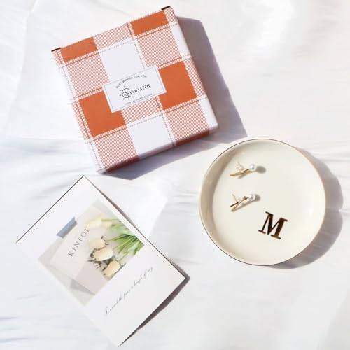 Yoqanr Ceramic Ring Dish B Monogram Personalized Jewelry Tray for Women - Wedding Gift, White