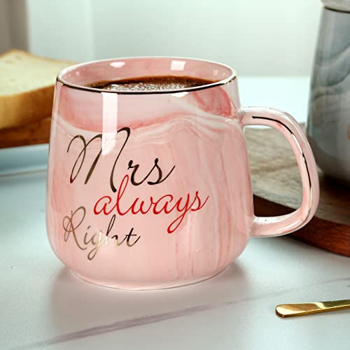 Mr. and Mrs. Coffee Mug Gift Set - Mr Right & Mrs Always Right, Wedding & Engagement Gift, Luxury Box