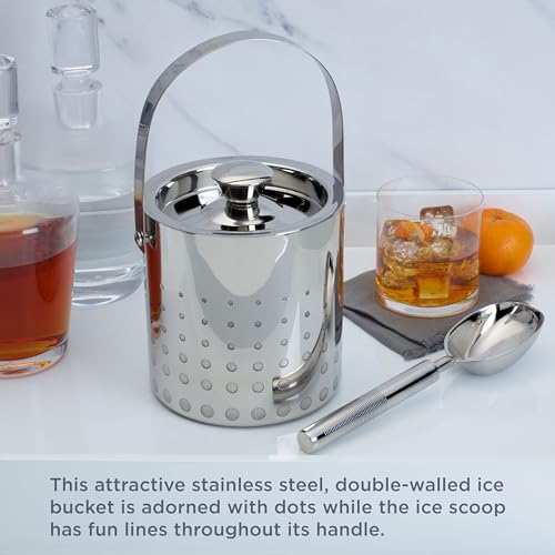 Mikasa Cheers Stainless Steel Ice Bucket & Scoop Set - 64oz Home Barware