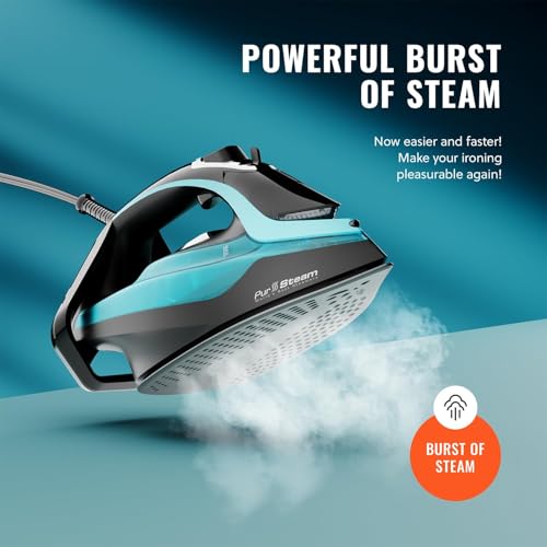 PurSteam SteamTech 1750W Steam Iron with LED Display & Ceramic Soleplate