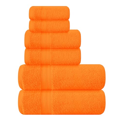 6-Piece Cotton Towel Set - Soft Absorbent Bath Towels, Hand Towels, Washcloths
