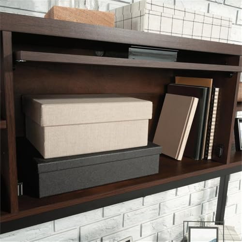 UrbanPro 60-Inch Engineered Wood and Metal Hutch with Adjustable Shelves and Barrister Door