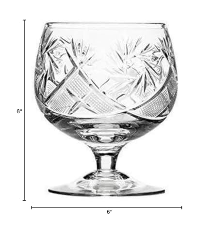 Neman Set of 2 10 oz Handmade Vintage Crystal Brandy & Cognac Glasses
