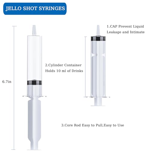 Euoloar 125 Pack 10ml Reusable BPA-Free Syringes for Party Desserts, Jelly & Pudding - Halloween, Christmas, Birthday Supplies