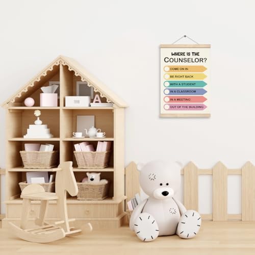 School Counselor Door Sign Canvas Poster with Wood Hanger 12x16