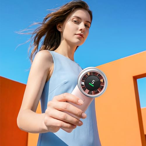 Portable Handheld Turbo Fan 5-Speed Personal Pocket Fan Light Pink