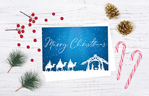Snowing Nativity Christmas Card Pack of 24 Religious Holiday Greeting Cards