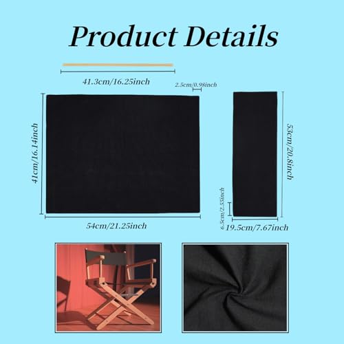 Director Chair Replacement Canvas Set - Black Seat and Backrest Cover