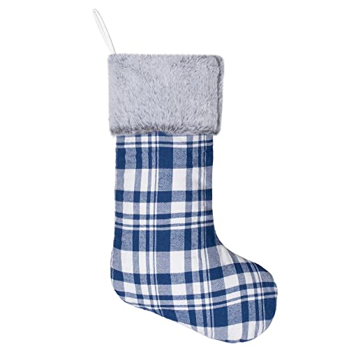 Blue & White 6 Pack Christmas Stockings Set 20" Large Fireplace Decorations