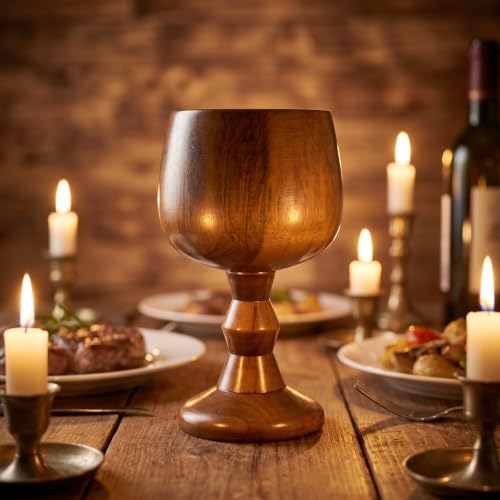 2-Piece Handcrafted Jujube Wood Wine Goblet Set – 5oz Vintage Chalice