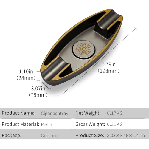 Portable Cigar Ashtray with 2 Cigar Holders - Boat Shape Travel Design