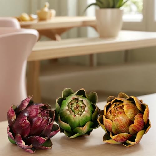 Small Artificial Artichoke Decorative Vegetable Prop, 3-Piece Set