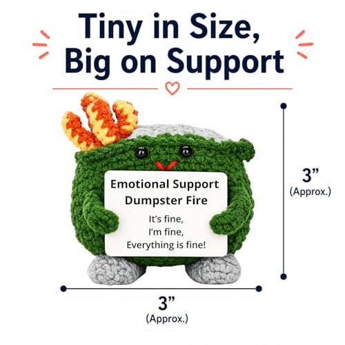 Emotional Support Dumpster Fire Crochet Plush Desk Decor Gag Gift
