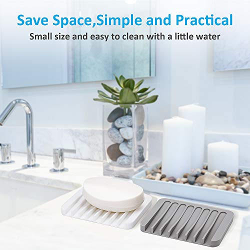 4-Pack Self-Draining Silicone Soap Dish Set for Shower & Kitchen
