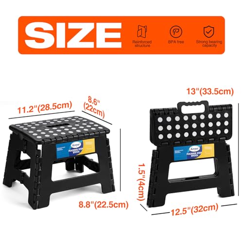 9-Inch Folding Step Stool, Non-Slip Collapsible Stool for Kids and Adults