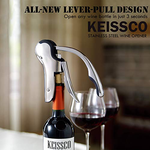 Stainless Steel Wine Corkscrew Opener with Foil Cutter - Compact Vertical Design