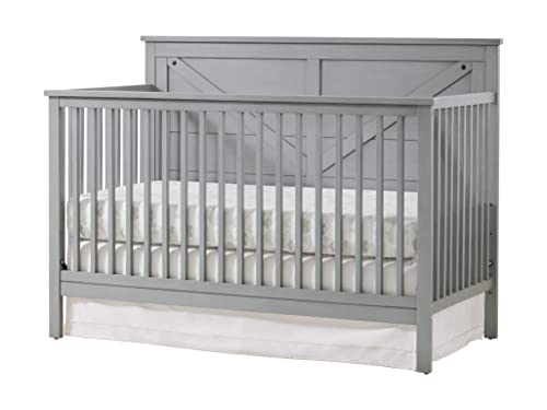 4-in-1 Convertible Nursery Crib Set with Toddler Guard Rail and Bed Conversion