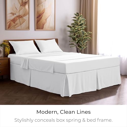 Queen Bed Skirt 15-Inch Pleated Drop - Brushed Microfiber Dust Ruffle