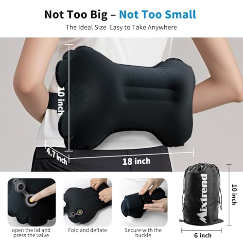 Inflatable Memory Foam Lumbar Pillow for Travel & Back Support