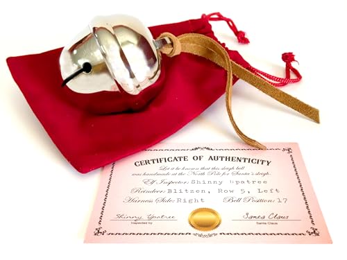 Silver Sleigh Bell Gift Set with Leather Strap and Certificate of Authenticity