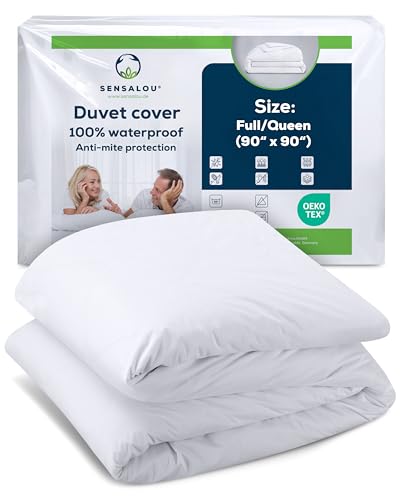 Waterproof Duvet Cover with Zipper - Full/Queen Size, White