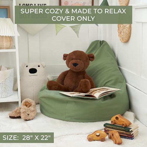 Stuffed Animal Storage Bean Bag Chair Cover for Kids - Washable Plush Toy Organizer