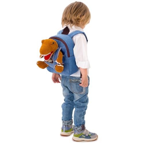 Naturally KIDS Toddler Backpack with Plush Dinosaur Toy - Small Dinosaur Variant for Ages 2-5