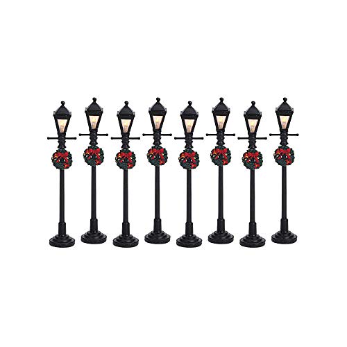 Christmas Village Gas Lantern Street Lamp Set - 8 Piece Battery Operated