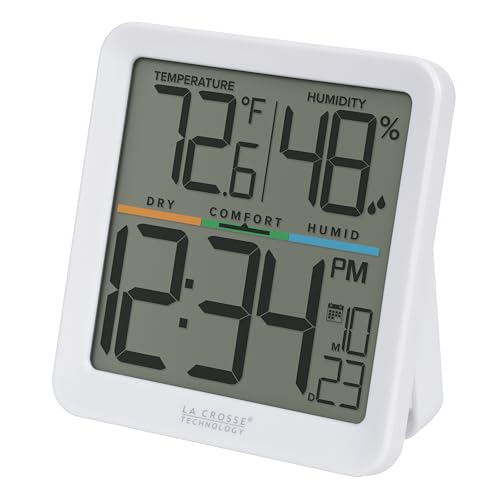 Indoor Comfort Meter with Time & Humidity Readings - Wall, Table & Magnetic Mount