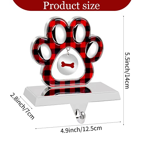 3D Silver Metal Dog Paw Christmas Stocking Holder with Bone Pendant