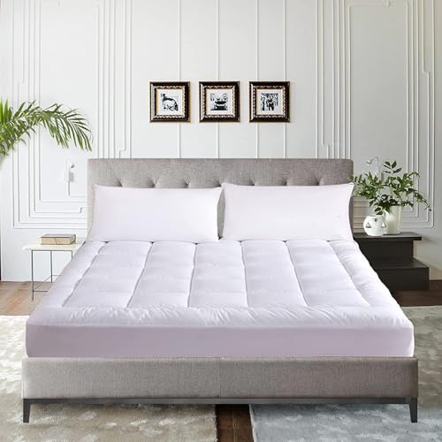 Waterproof Queen Mattress Topper, Cotton Pillowtop with Fitted Cover