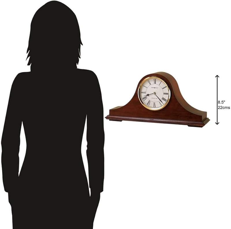 Howard Miller Dorr II Mantel Clock - Windsor Cherry Finish, Brass Accents, Chime, Quartz