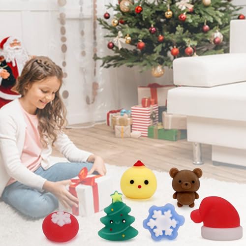 Christmas Mochi Squishy Toys Set of 50 - Stress Relief & Party Favors