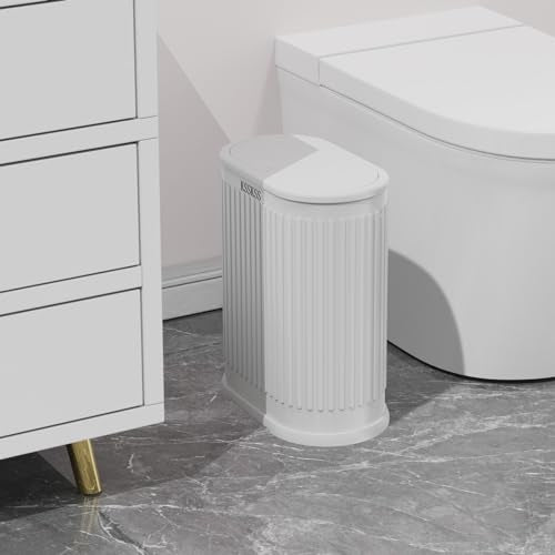 Small Bathroom Trash Can with Lid Slim 1.8 Gallon Pop-Up Garbage Bin