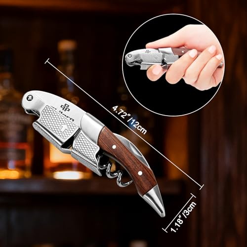 Philorn Rose Wine Opener Professional Manual Corkscrew with Foil Cutter & Rosewood Handle
