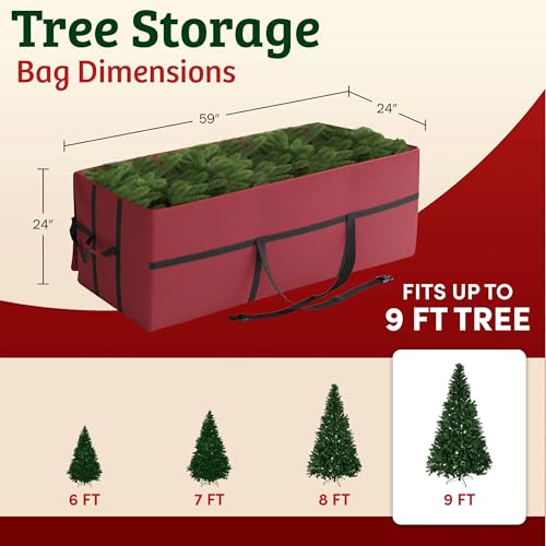 Elf Stor 59in x 24in x 24in Christmas Tree Storage Bag, Red Canvas