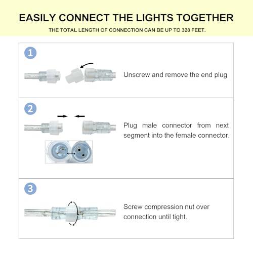 10ft LED Rope Lights, Connectable Waterproof Tube Lighting for Indoor & Outdoor
