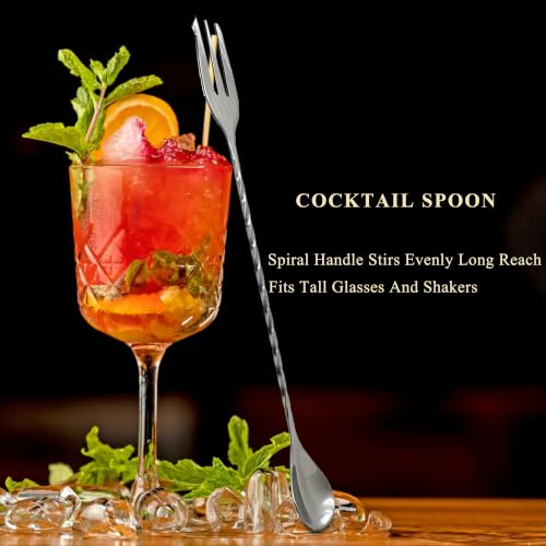 Stainless Steel Cocktail Muddler & Bar Spoon Set with Measuring Jigger