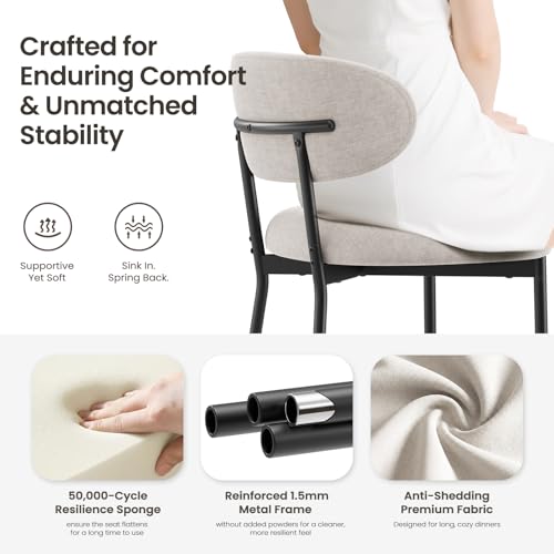Upholstered Dining Chairs Set of 4, Modern Kitchen Chairs with Metal Legs